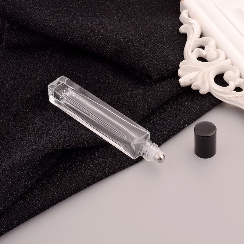 Square Clear Glass 10ml Screw-Top Perfume Atomizer Bottle with Rollerball