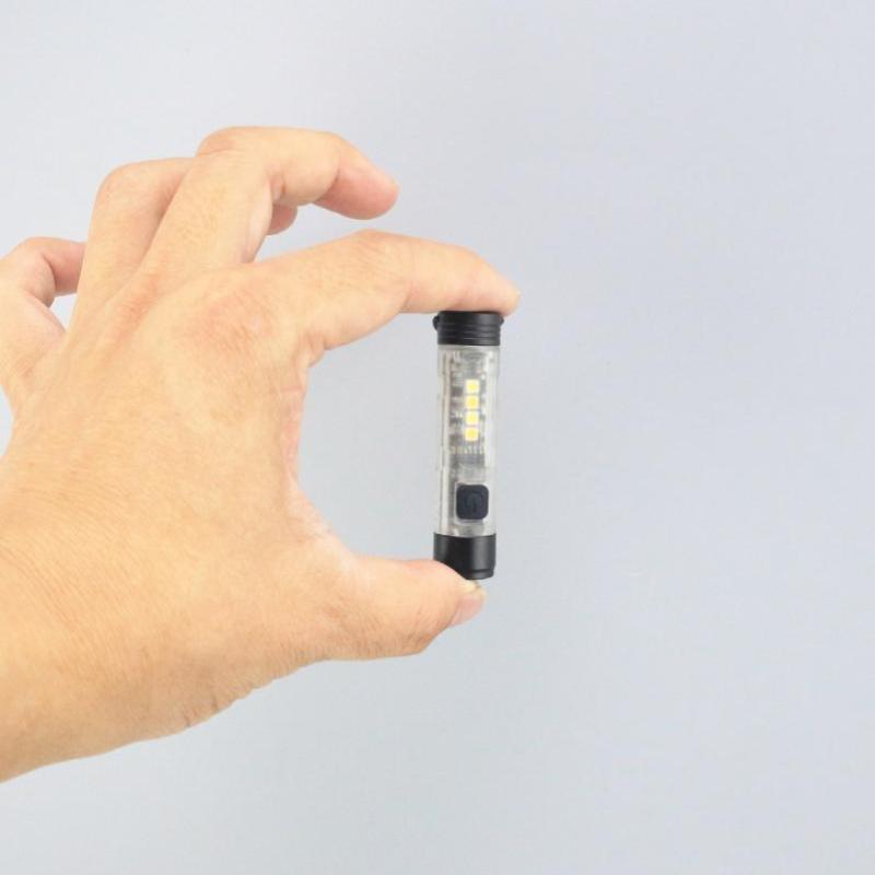 Mini Keychain Flashlight Type-C Fast Charging Torch Lamp With Magnet Multifunction Warning Camping Flashlight