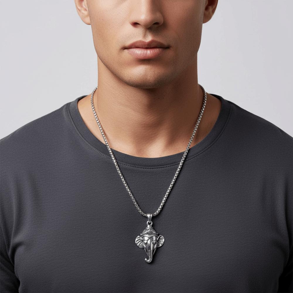 Rock Punk Elephant Necklace Elephant Head Sweater Necklace Pendant with Chain  Daily Wear