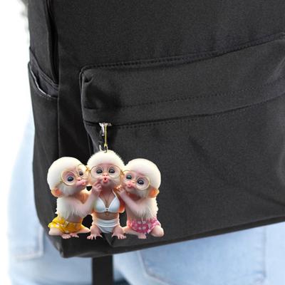 Yousheng Cartoon-Affen-Anhänger, 2D-Acryl, hängendes Ornament, Auto-Innenraum-Rückspiegel-Dekoration, Brillen-Affen-Anhänger für Rucksack-Schlüsselbund