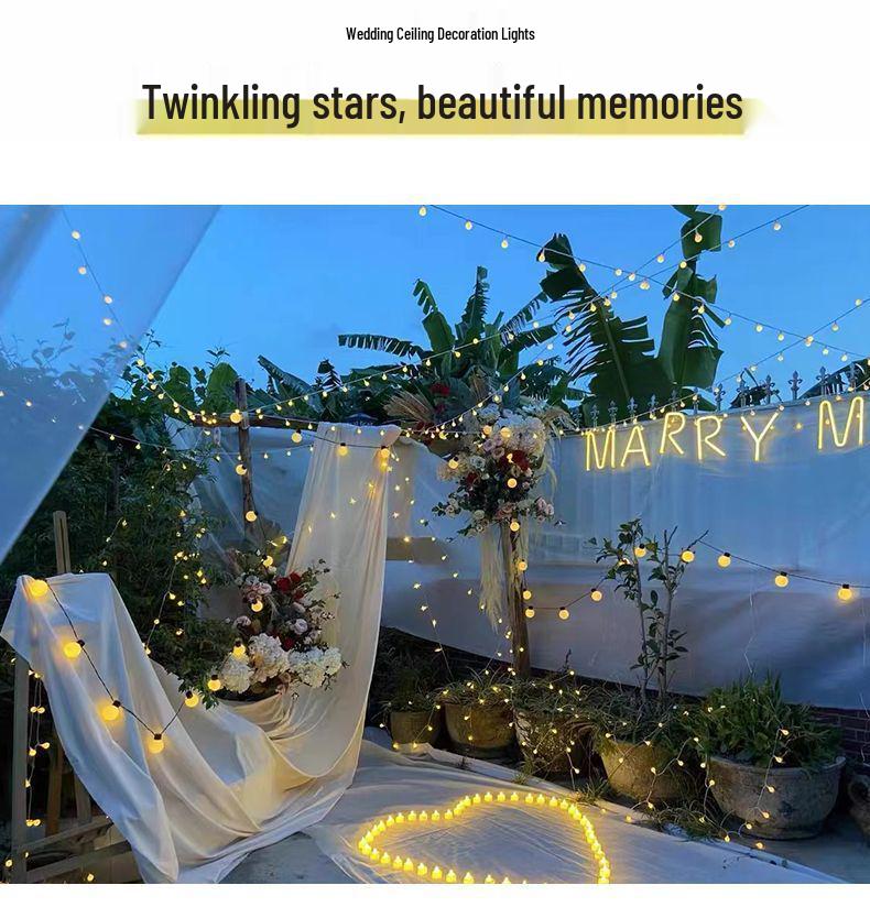 Solar LED Outdoor Camping Atmosphere Round Ball String Lights for Tents and Canopies