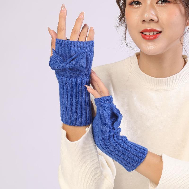 1 pár pevných rukavic s polovičními prsty pro lukostřelbu pro ženy Zimní měkké teplé pletené vlněné návleky na ruce Teplé palčáky na psaní Ruce rukavice