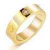 European & American 4MM Zircon Trio Tone Stainless Steel Couple Ring