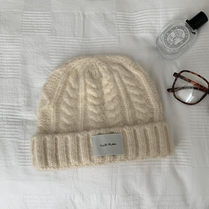 New Plush Twisted Knitted Hat for Women Winter Style Cold Proof and Warm Ear Protection Plus Velvet Thickened Fashionable Versatile Hat