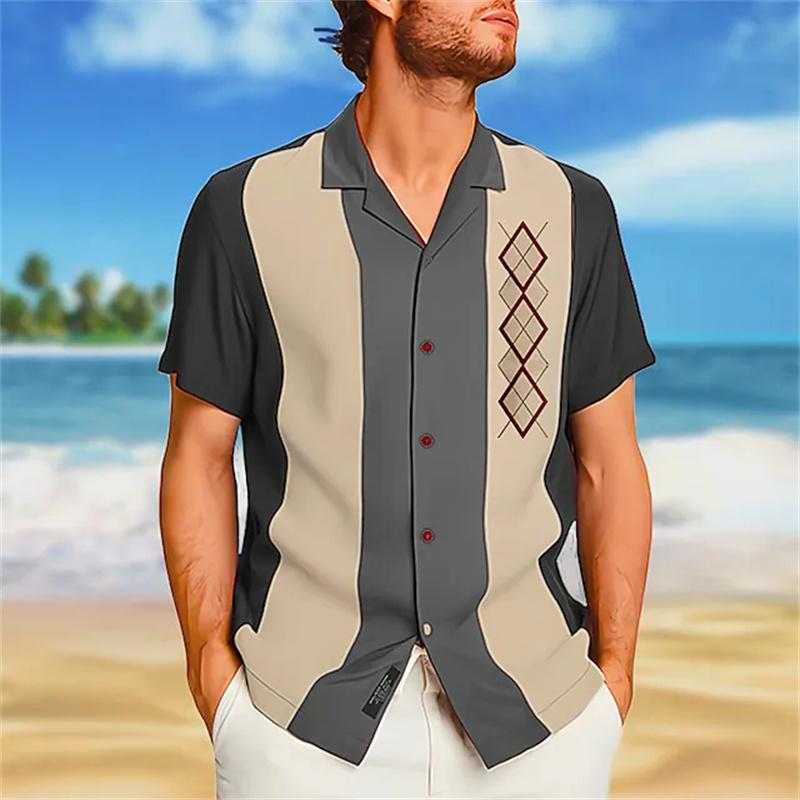 

Men s Geometric Hawaiian Shirt 3D Print Black Short Sleeve Cuban Collar Summer Oversized Casual Beach Tops 5XL