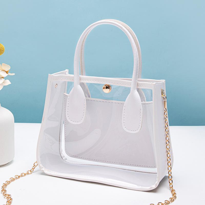 Veske Dame 2025 Ny Gjennomsiktig PVC med Lærkjede Crossbody Håndveske Casual Liten Veske