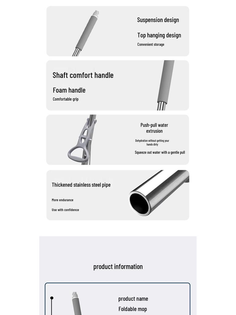 Sponge Mop 2025: Foldable PVA Hand-Free for Wet/Dry Cleaning