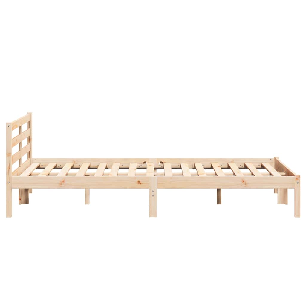 Brown Bed Frame 225.5 X 145.5 X 69.5 Cm Solid Pine Wood