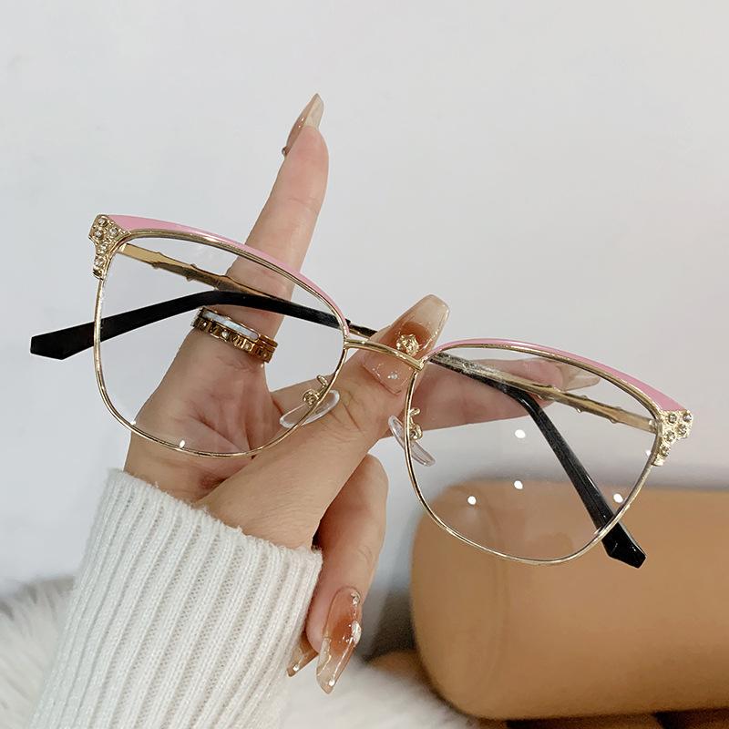 

Semi Rimless Alloy Cat Eye Anti Blue Light Reading Glasses Women Fashion Computer Goggle Retro Eyeglasses 0