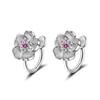 Cherry Blossom Diamond Ear Clips - No Piercing Needed, Sweet Korean Style Earrings
