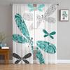 Dragonfly Flowers Sheer Curtain For Living Room Voile For Window Blinds Bedroom Tulle Drape Kitchen Cortinas Hall Curtains