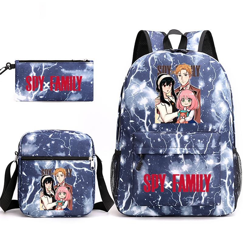 Spy Play House, Animation Periphery Backpack Student Schoolbag Satchel Pencil Case Three-Piece Set