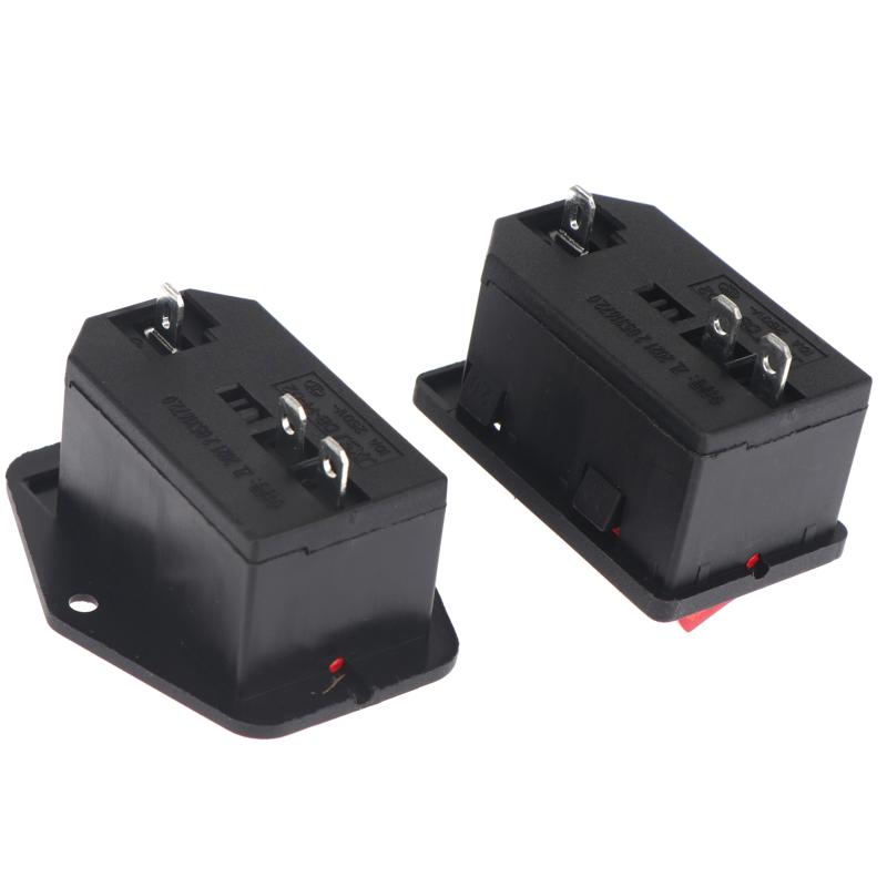 IEC320 C14 AC Electrical Socket Red LED Rocker Switch 10A 250V 3 Pin for Home Theater System Power Access