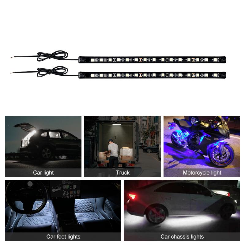 2pcs Universal Waterproof Trunk Engine Hood Foot Lights DIY Car Motorcycle Ambient Lighting Styling Led Day Light Strip 12V