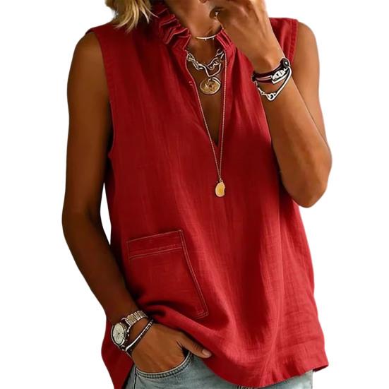 Camicia da Donna Cotone Lino Vestibilità Larga Senza Maniche Scollo a V Top Traspirante Comodo Stile Casual Gilet per Lavoro Festa Vacanza Appuntamento
