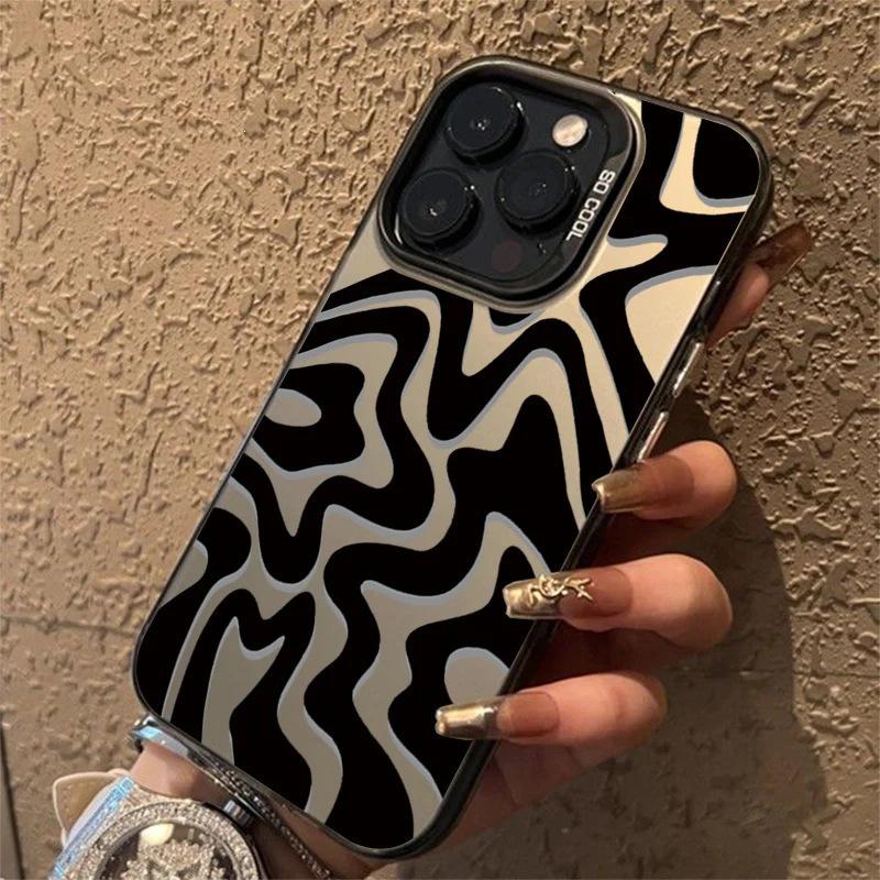Creative Striped Silver Case for iPhone 14/13/11 Pro Max - Frosted Protective Design