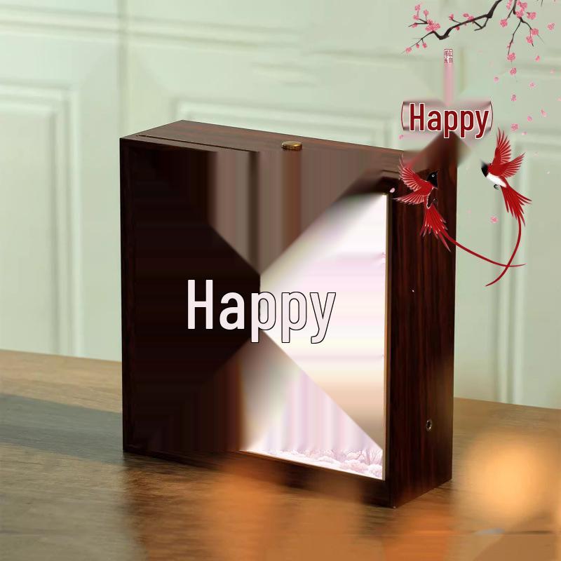 Everlasting Newlywed Bedside Lamp Set with Happiness Character Photo Frame - Perfect Wedding Gift for Couples