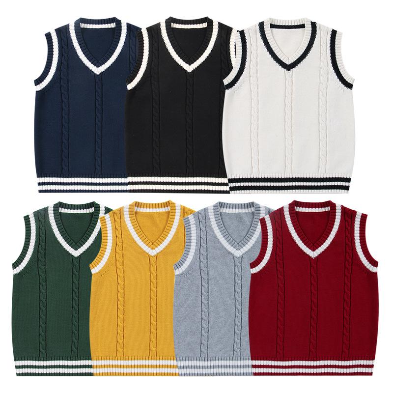 Women's College Style Knitted Vest: 2024 Spring/Autumn Wool Sleeveless Sweater Layering Top