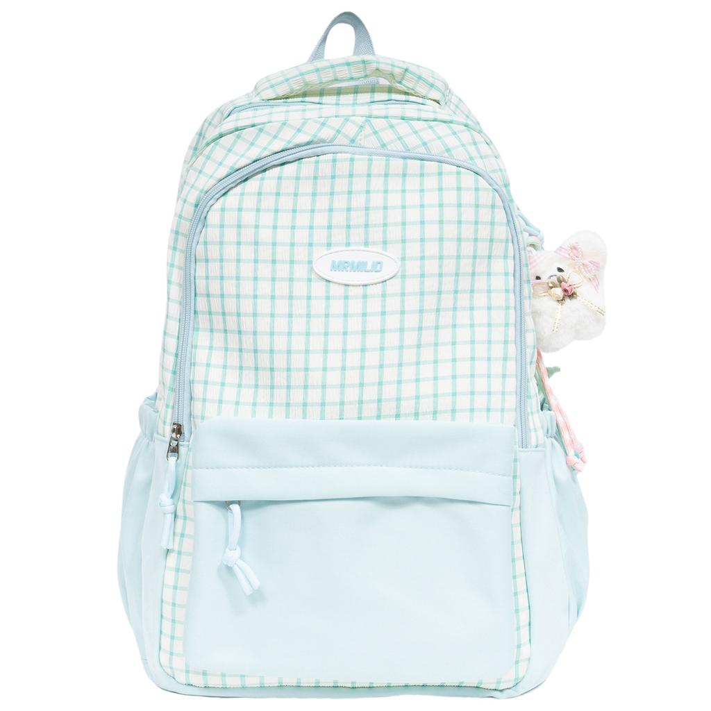 Schoolbag Japanese ins Contrast Color Plaid Backpack Female Youth Campus Junior High School Student School Bag Outdoor Travel Backpack
