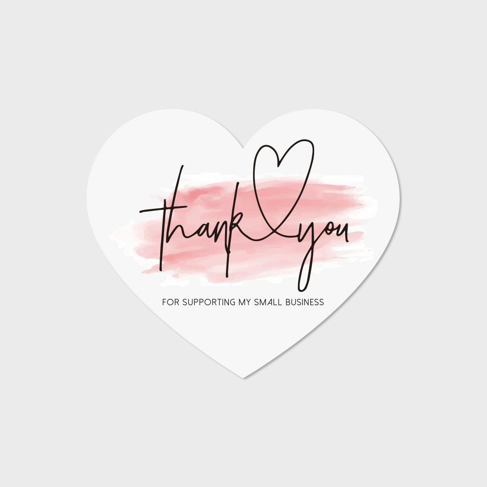 

30pcs/pack Heart Pink Thank You Card For Supporting Business Package Decoration Gorgeous Thanks Business Card 6cm*7cm