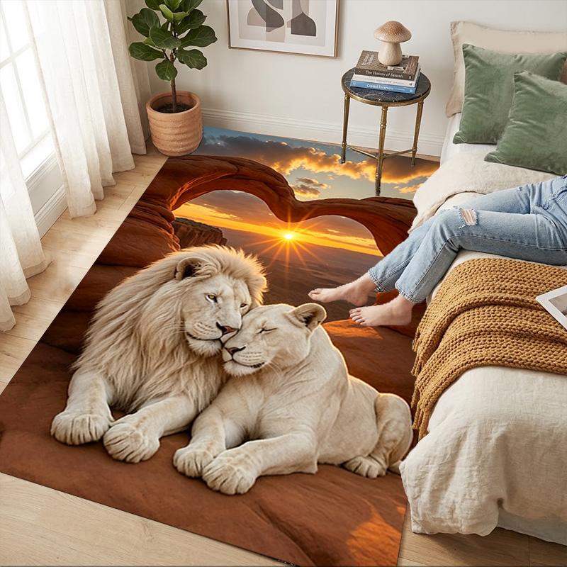 Lion Love Living Room Nonslip Area Rug Soft Carpet For Bedroom Game Playroom Sofa Office Home Decor Doormat Christmas Gift C926780