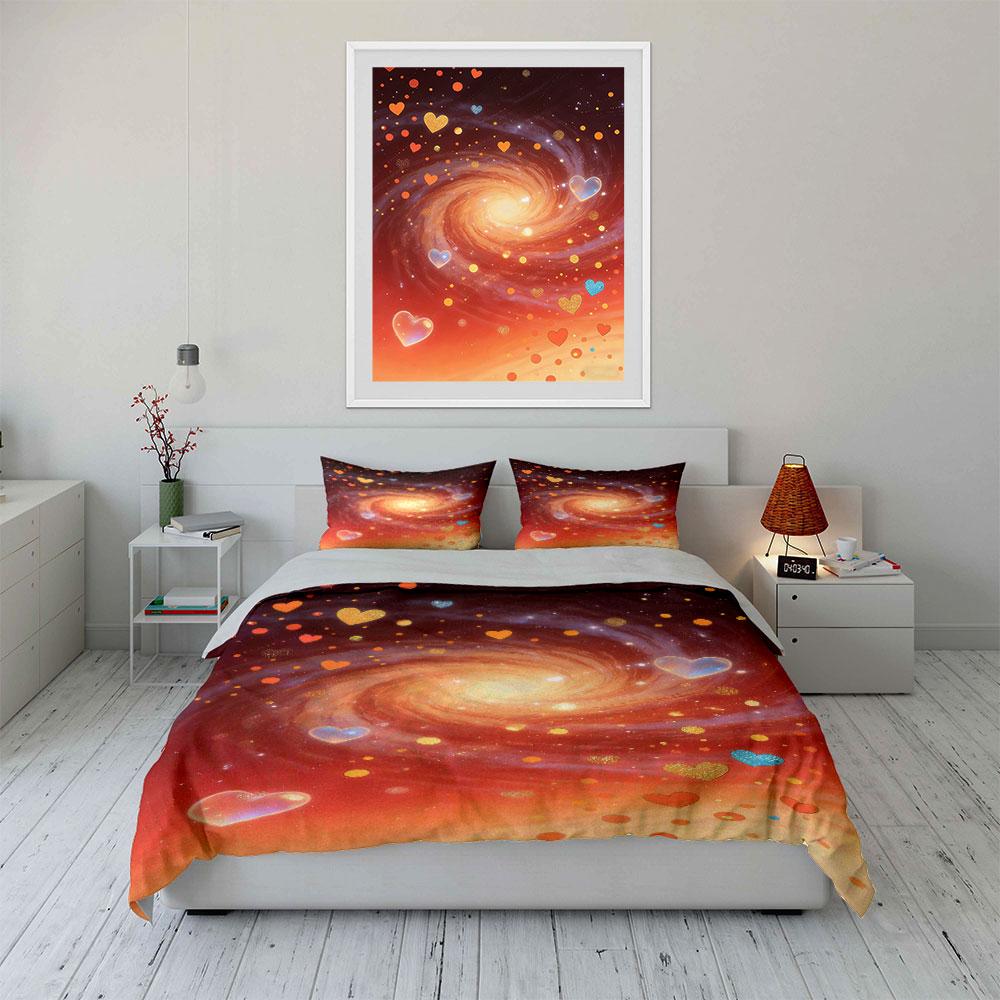 Galaxy swirl, sparkling hearts. Bedding sets Duvet cover sets Duvet covers Pillowcases(1 * Duvet Cover 2 * Pillowcases without duvet insert)