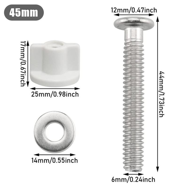 2Pcs M6 Toilet Seat Hinge Screw Fixings Sturdy Replacement Parts for Rental House Bathroom Toilet Repair