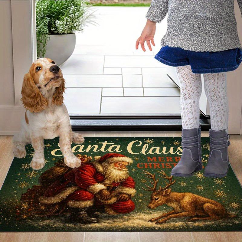 1Pcs Anti Fatigue Kitchen Rugs Christmas Santa Claus Print Waterproof Non-Slip Thick Cushioned Kitchen Mat Heavy Duty Comfort Standing Mat for Kitche