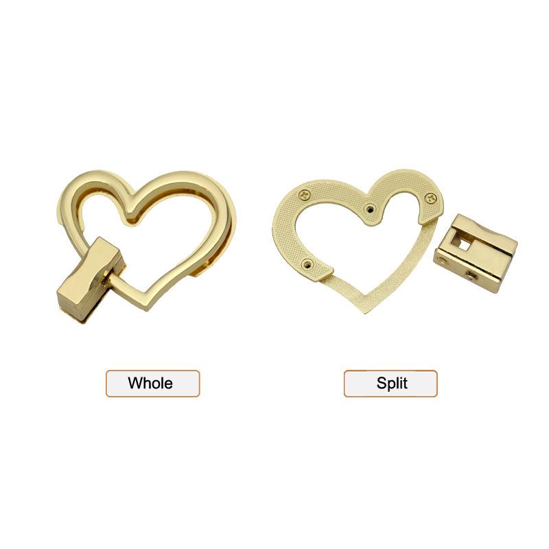 Handbag Purse Closure Toggle Latch Buckles Diy Bag Hardware Bag Accessories Double Heart Clasp Buckles Twist Locks For Handbag