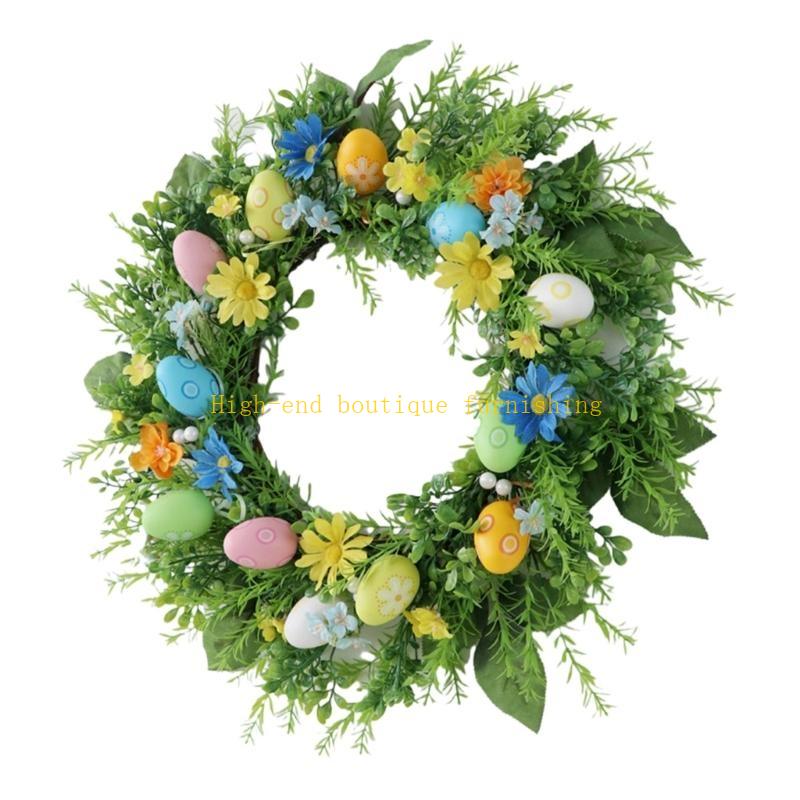 Весенний Пасхальный Венок Фестивальный Пасхальный Ротанговый Венок с Ротанговой Основой и Искусственным Цветочным Акцентом для Украшения China Mainland
