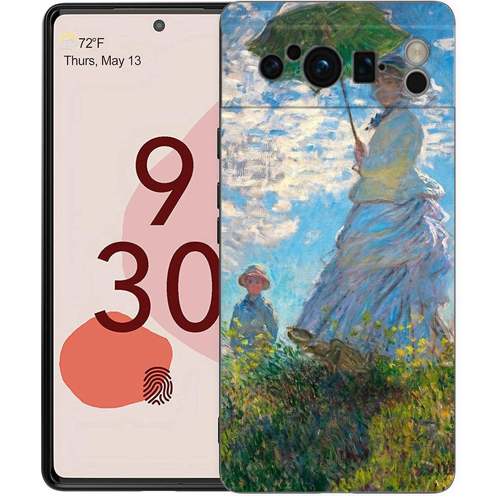 Claude Monet Impressionism Painter For Google Pixel 8 7 6 Pro 6A 5G Black Phone Case Soft Shockproof Back Cover TPU Shell Coque