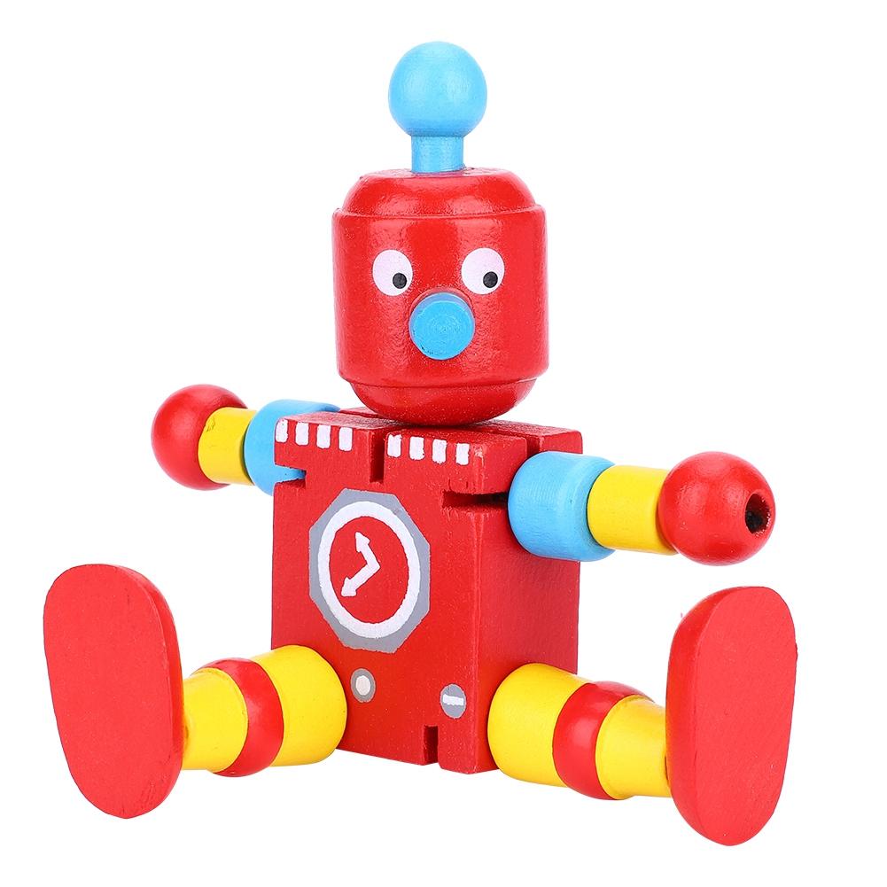 Personality Cute Wooden Robot Toys Learning & Educational Toys for Kids Children (Red)