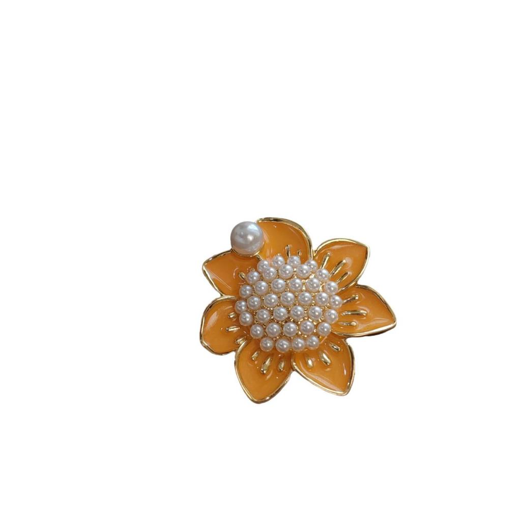 Vintage Lily of the Valley Pendant Brooch with Handmade Enamel Leaves Corsage Pin.