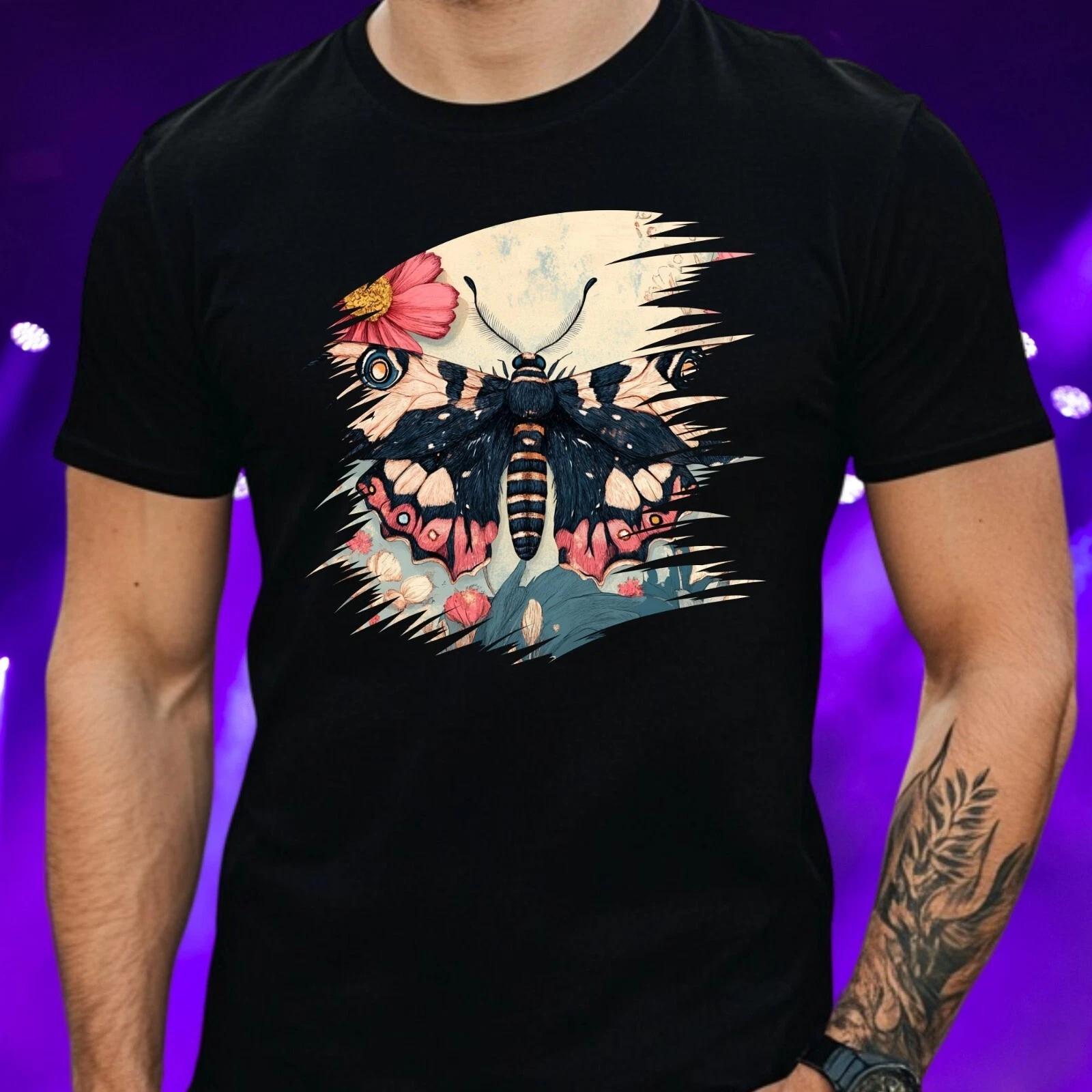 T-Shirt Herren Motte mit Blumen Motiv Baumwolle Größe S bis 5XL XXXXL