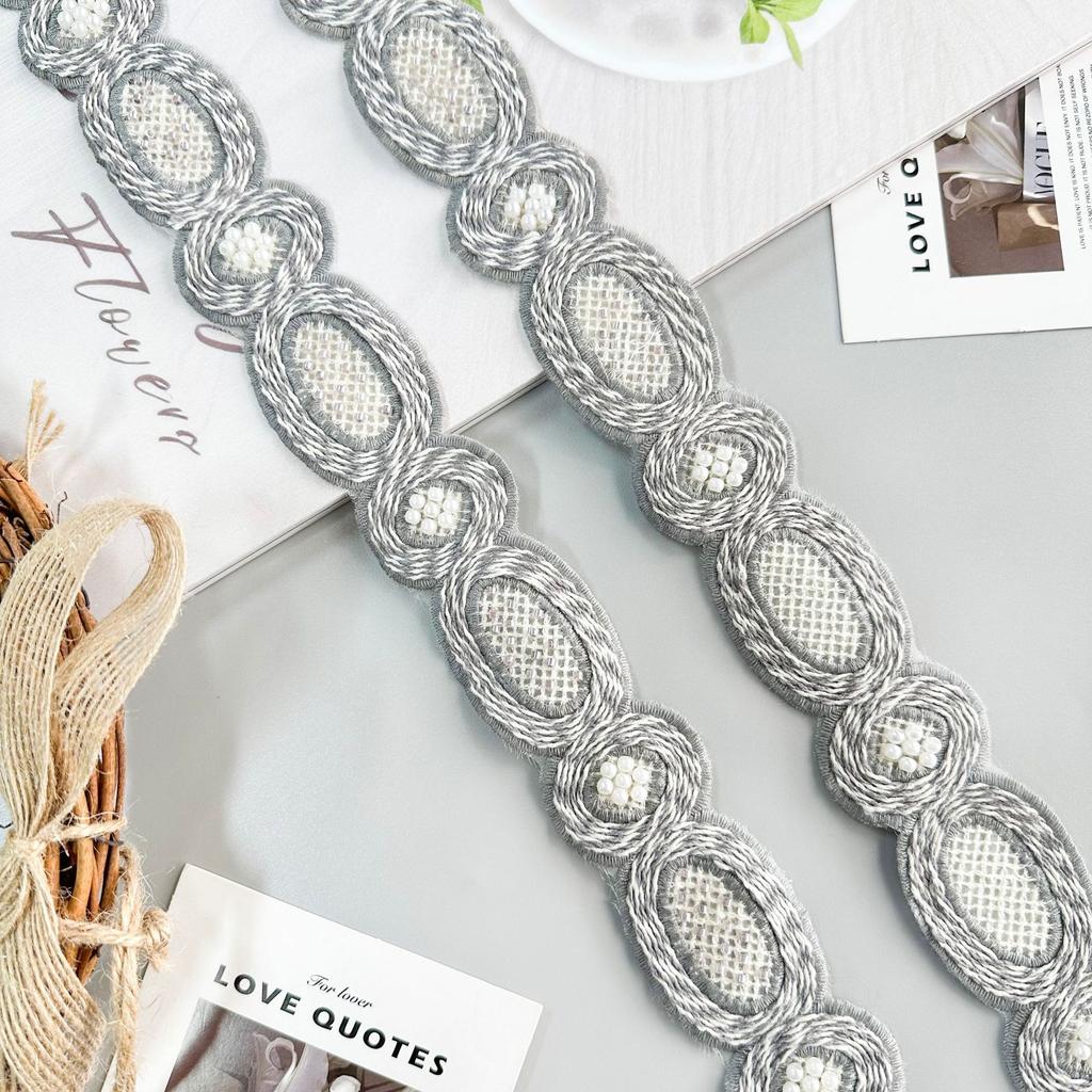 3.5Cm Cotton Thread Woven Hollow Beads Barcode Clothing Window Decoration Hair Accessories Home Diy Decorative Lace Accessories
