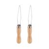 Stainless Steel Button Hook with Wooden Handle Buttons Aid Button Assist Device for Shirts Dresses Cardigans Collars
