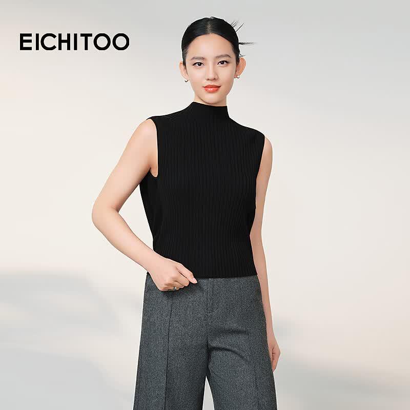 EICHITOO Women s Sleeveless Mock Neck Knit Top M