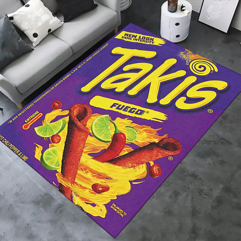 1 Stück Takis, Fuego, Limette Büroteppich Weicher Polyester-Eingangsteppich Waschbar Rutschfest Maschinenwaschbar