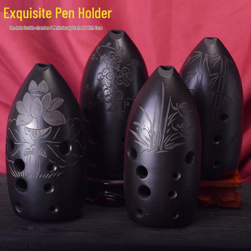 Ocarina with Pen Holder: Available in double-cavity ten-hole and eight-hole, perfect for beginners, students, children, adults, and professional use.