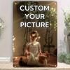 Personalized Metal Wall Art 20x30cm Custom Photo Text Sign for Cafe, Bar, Garden, Indoor Decor