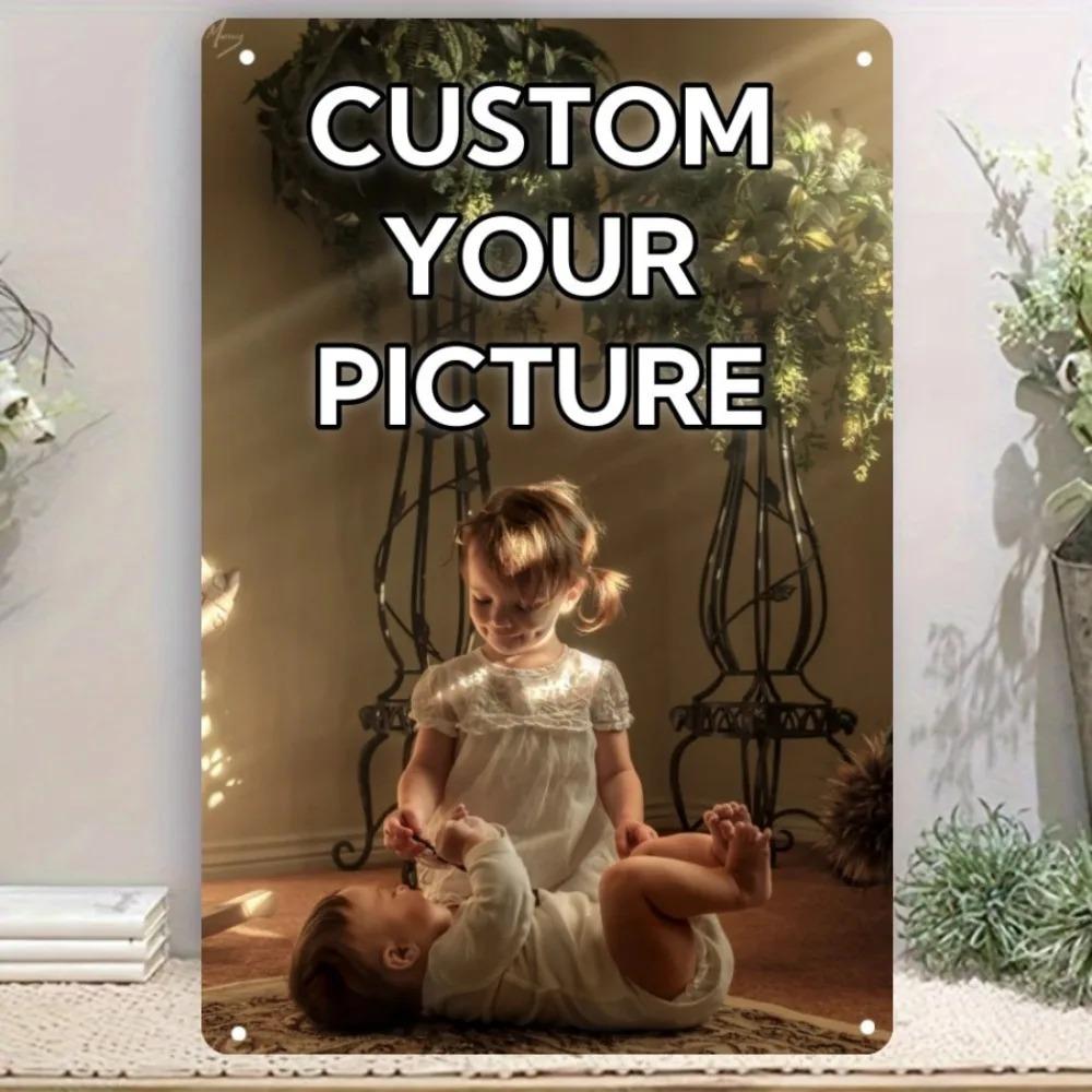 Personalized Metal Wall Art 20x30cm Custom Photo Text Sign for Cafe, Bar, Garden, Indoor Decor