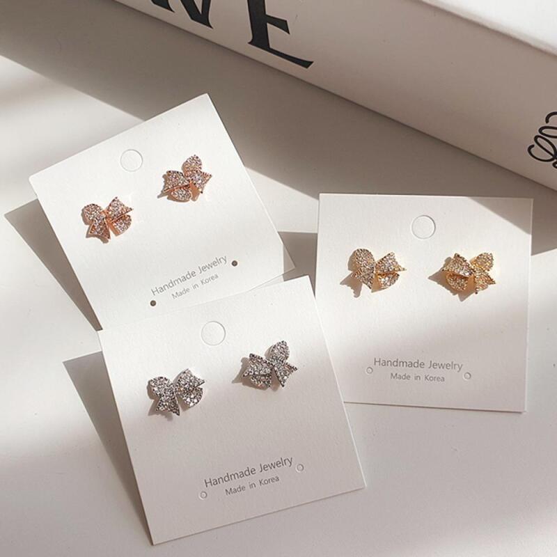 

Women s Classic Jewelry Cubic Ribbon Earrings A31980_Pink Gold