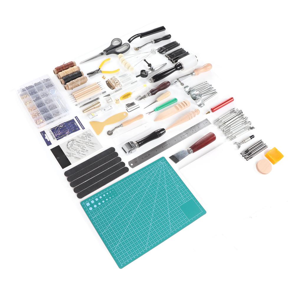 Leather Working Tools Stainless Steel Wood Leather Repair 4Pcs Waxed Thread Leather Working Kit for