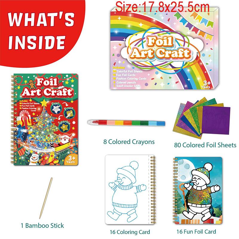 Foil Craft Activity No Mess Art Kit Fun Foil Art for Kids Adults Magnet Foam Paint by Sticker Peel and Press Foul Fun Craft Gifts for Girls  Boys