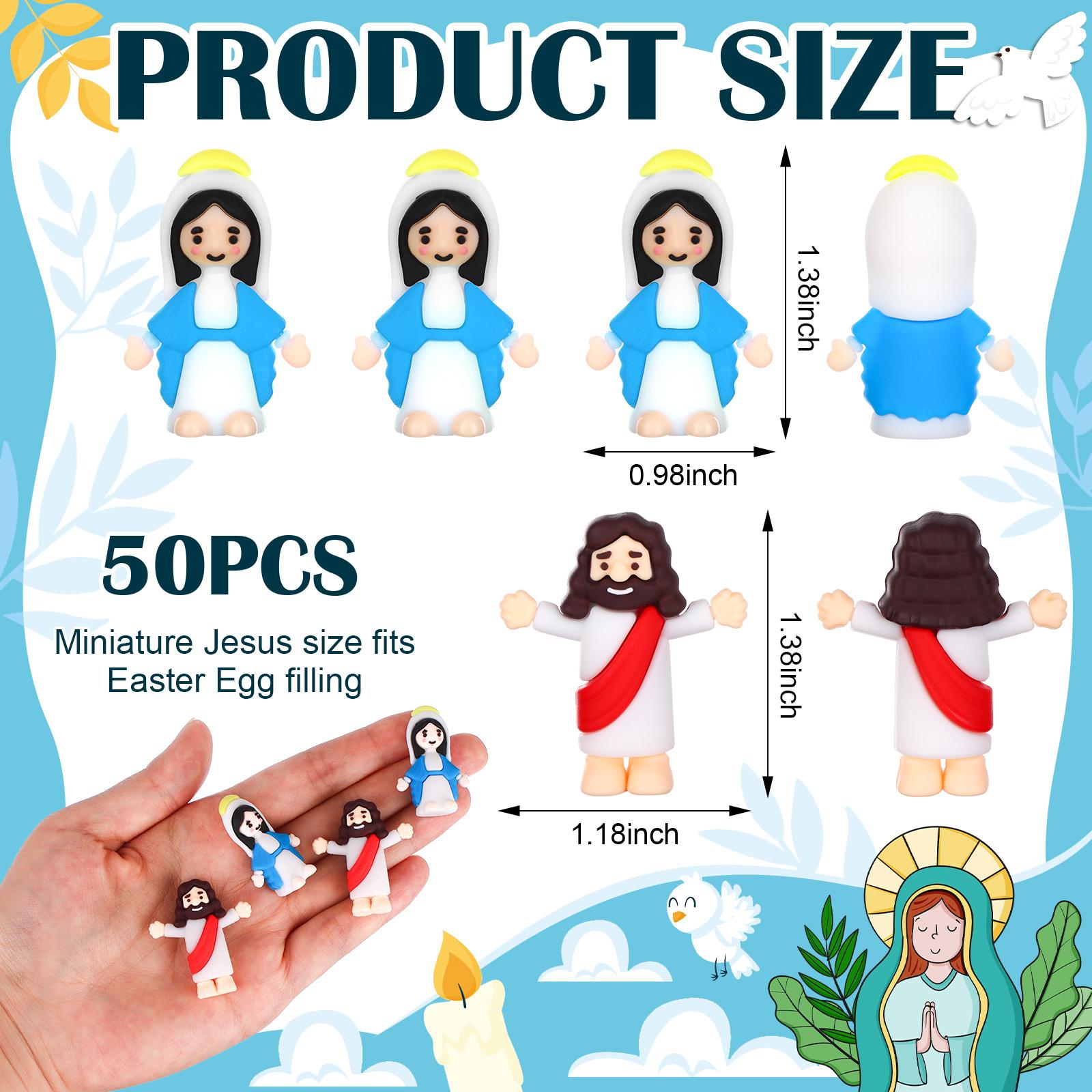 

50 Pcs Mini Jesus Figures Little Virgin Mary Figurines Miniature Jesus Virgin Mary Doll To Hide And Seek Religious Party Favors.
