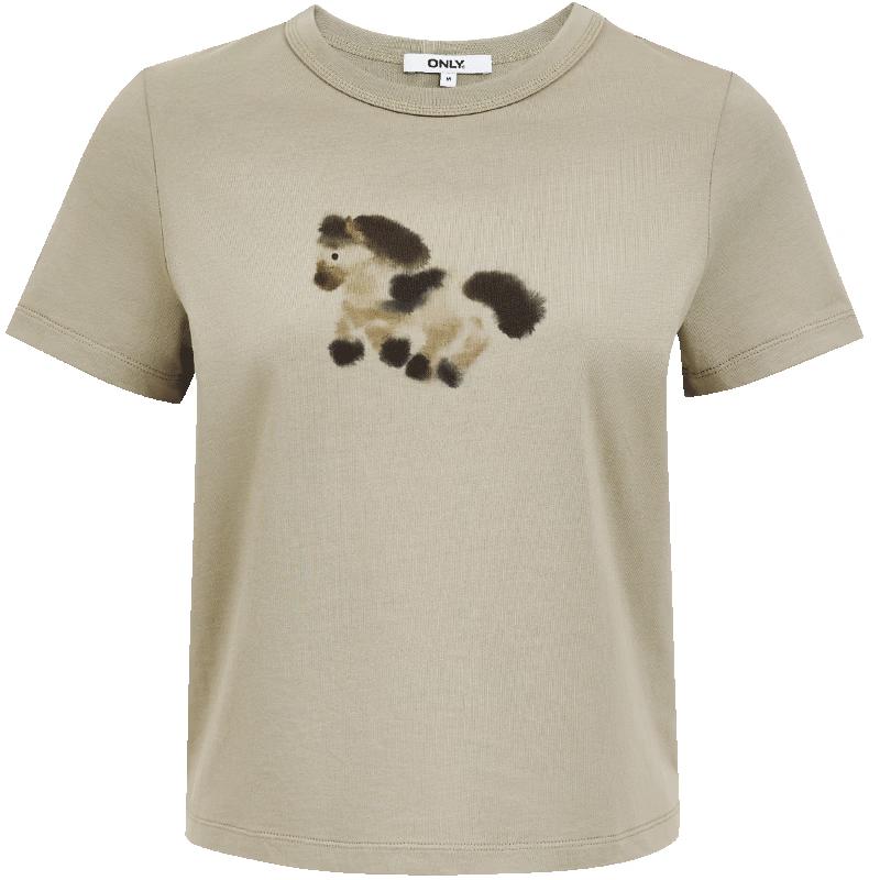 ONLY 2026 Spring Printed Crew Neck Short Sleeve T-Shirt L