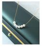 Niche Design Imitation Pearl Pendant Necklace - Gold-Plated Titanium Steel with Dangle Square Chain
