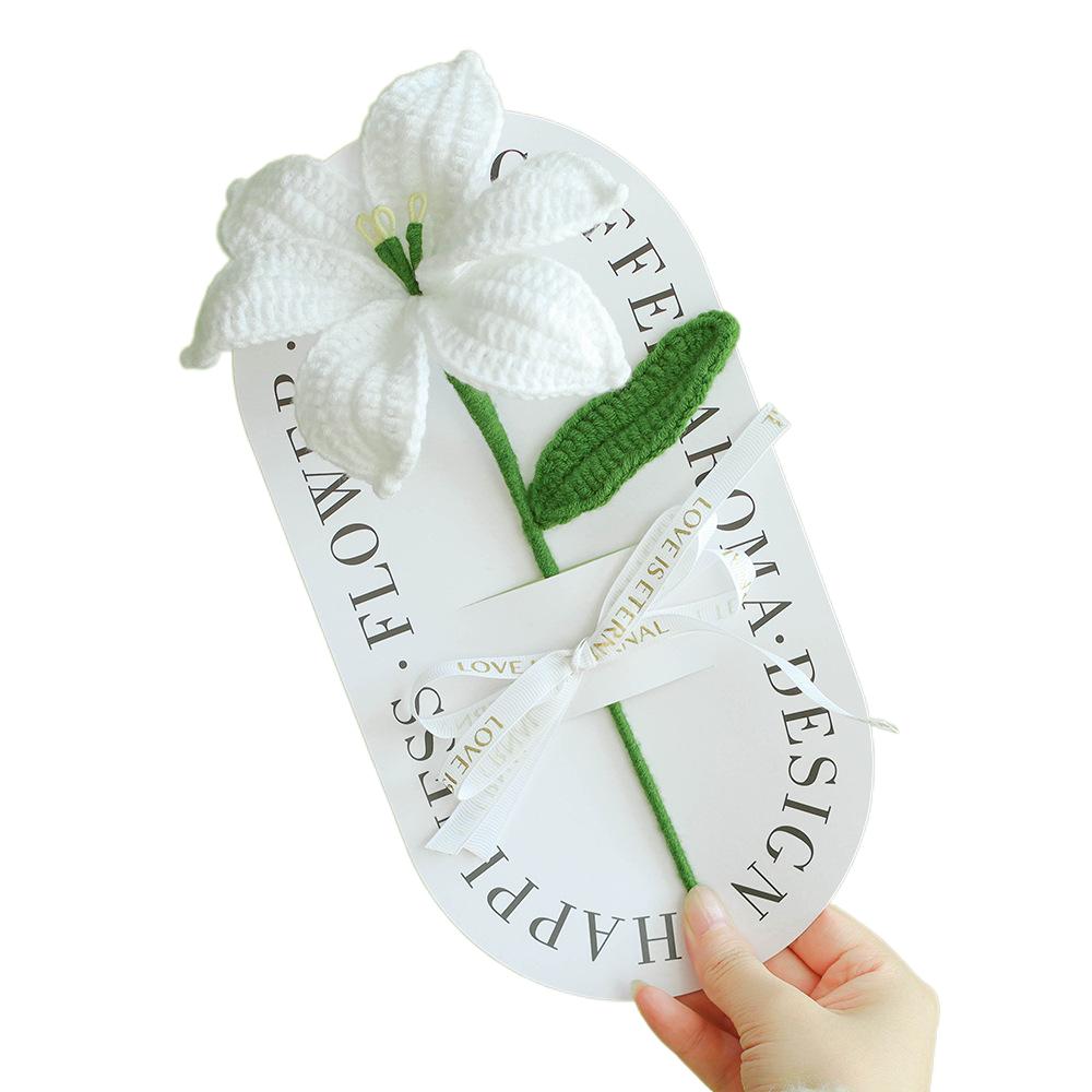 

Romantic Crochet Artificial Flowers DIY Craft Flower Bouquet Gift Bags Valentine s Day белый