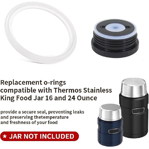 Replacement Gaskets Compatible with Thermos Stainless King Food Jar 16 and 24 Ounce, Silicone Seals Ring Ensures Containers a Leak-Proof Seal,