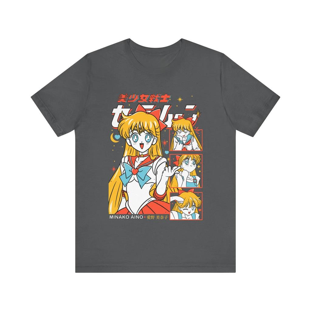Miniso 90s Anime Sailor Moon Retro Graphic Summer Cotton Men Women Tee Streetwear Casual Trend Short Sleeve Couple Hip Hop Top